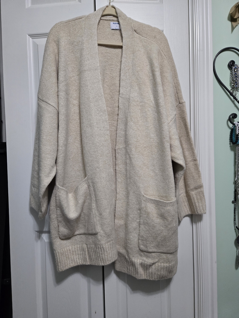 Old Navy Beige Open-Front Pocket Knit Cardigan